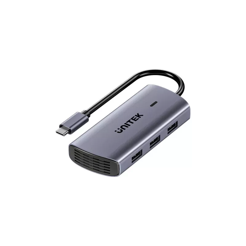 UNITEK hub multipuerto USB-C 6 en 1 | 3x USB-A 5Gbps | PD 100W | HDMI 4K@30Hz | RJ45 Gigabit Ethernet | Space Grey