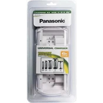 Cargador de batería Ni-MH Smart & Quick Panasonic BQ-CC15E/1B para AA y AAA, 4 compartimentos, canales individuales, AC 100-240V