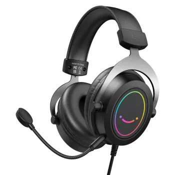 FIFINE H3 AmpliGame RGB Auriculares gaming over-ear con cable y micrófono desmontable, drivers de 50 mm, USB-A, Negro