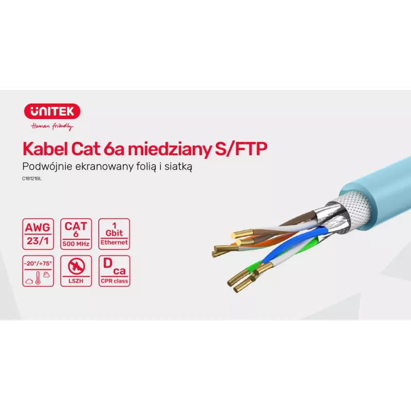 UNITEK C18121BL cable de instalación Cat.-6A-S/FTP-LSZH, 305 m, azul