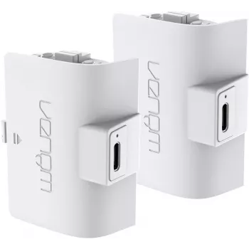 Venom pack doble de baterías blanco PS5 – batería para mando DualSense (2x 800mAh Li-Ion, Play & Charge, protección contra sobrecarga)