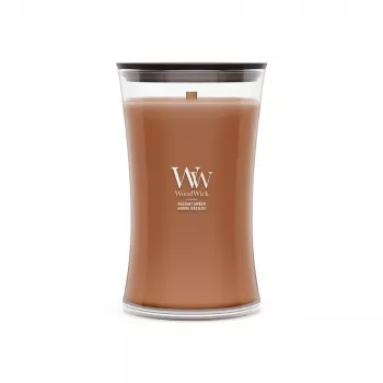WoodWick Radiant Amber vela aromática 609,5g con mecha de madera, hasta 180 horas de duración, recipiente de cristal reloj de arena