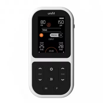 Tenscare Unifit dispositivo TENS/EMS de recuperación fitness y alivio del dolor - 2 canales, 18 programas, LCD retroiluminada