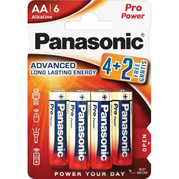 Panasonic Alkaline Power pilas AA LR6PPG/6BP pack 4+2 gratis (6 unidades)
