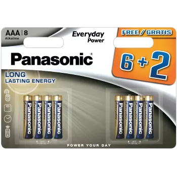 Panasonic Everyday Power pilas alcalinas AAA LR03 pack de 8 (6+2 GRATIS)