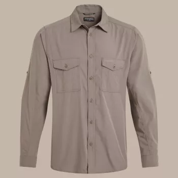 Craghoppers Kiwi II camisa de viaje de manga larga - Pebble, XXL