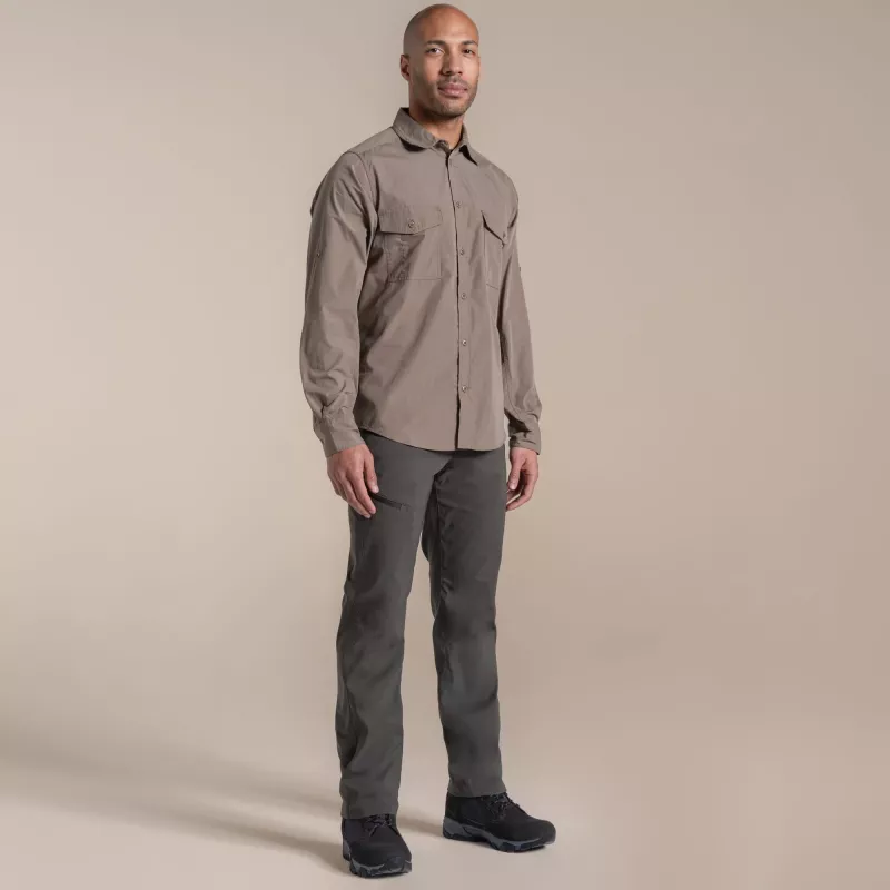 Craghoppers Kiwi II camisa de viaje de manga larga - Pebble, XXL