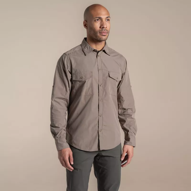 Craghoppers Kiwi II camisa de viaje de manga larga - Pebble, XXL