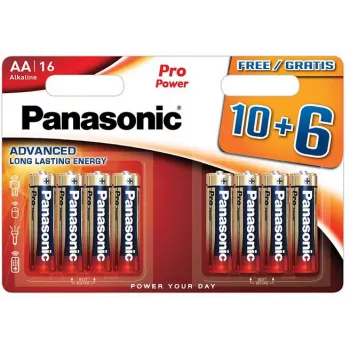 Panasonic Alkaline Power pila AA pack de 16 (10+6 de regalo) LR6 1,5V