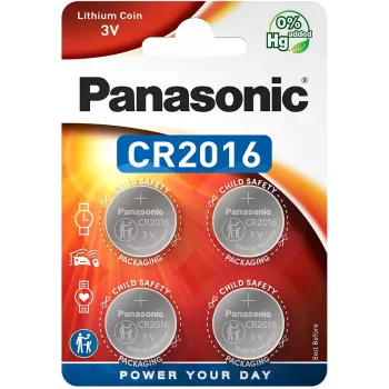 Panasonic CR2016 pila de botón de litio 3V - pack de 4 (CR-2016EL/4B)