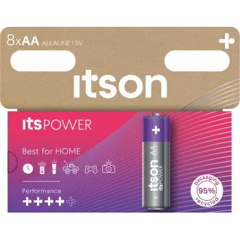 ITSON LR6IPO/8HH pilas alcalinas AA, pack de 8, 1,5 V, larga duración, sin mercurio