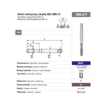 Machuelo de máquina M10 DIN 371B 6H HSSE-PM HL INOX para acero inoxidable