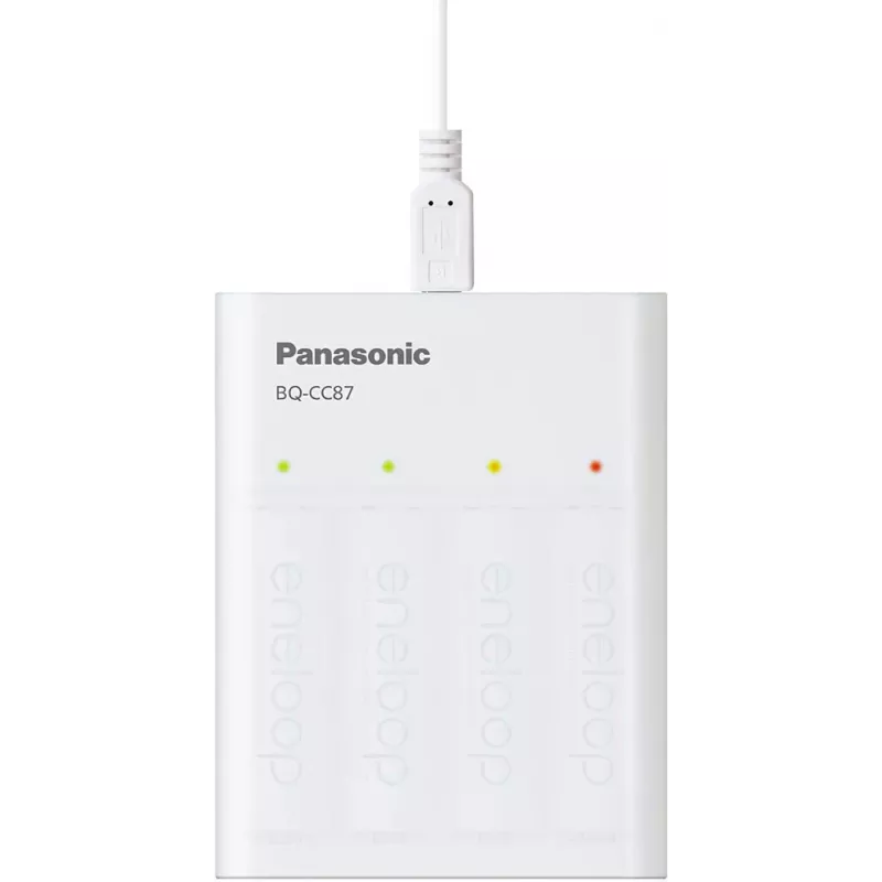 Panasonic eneloop BQ-CC87USB cargador con 4 pilas recargables de 1900 mAh (K-KJ87MCC40USB)