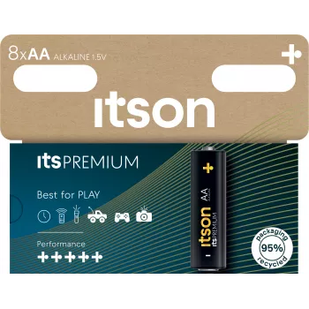 ITSON LR6IPR/8HH Pilas alcalinas AA, pack de 8, 1,5 V, larga duración, sin mercurio