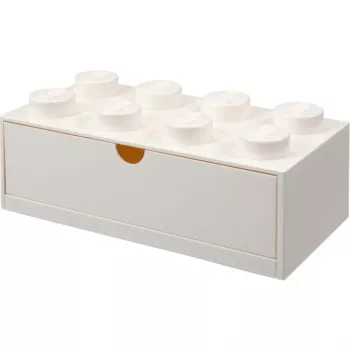 LEGO Brick 8 Cajón de escritorio caja de almacenamiento blanca con 8 tacos