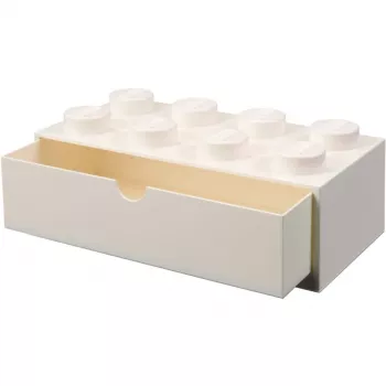LEGO Brick 8 Cajón de escritorio caja de almacenamiento blanca con 8 tacos