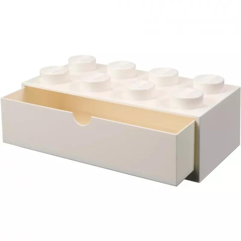 LEGO Brick 8 Cajón de escritorio caja de almacenamiento blanca con 8 tacos