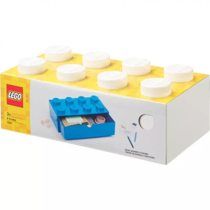 LEGO Brick 8 Cajón de escritorio caja de almacenamiento blanca con 8 tacos