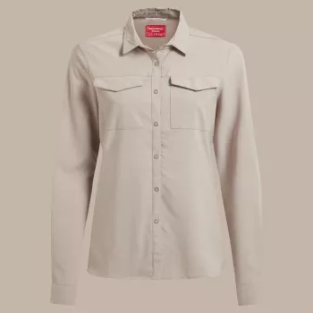 Craghoppers NosiLife Pro LS Shirt III camisa de viaje mujer - Soft Mushroom, XS