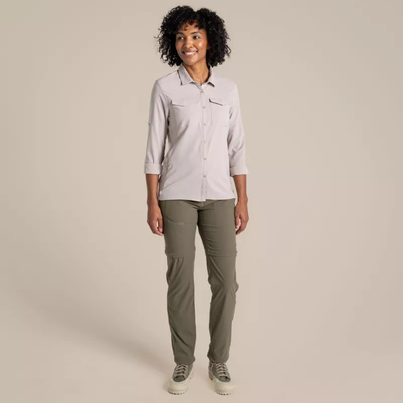 Craghoppers NosiLife Pro LS Shirt III camisa de viaje mujer - Soft Mushroom, XS