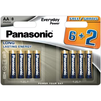 Panasonic Everyday Power pilas alcalinas AA LR6 blíster de 8 (6+2 de regalo)