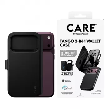 CARE by PanzerGlass Tango funda tipo flip para Apple iPhone 17 Pro Max - compatible con MagSafe - piel vegana - negra