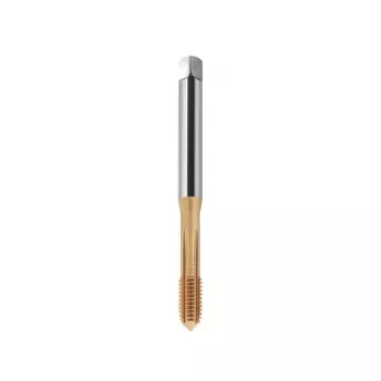M2 DIN 371C 6HX Macho conformador HSSE-PM con recubrimiento TiN, ranuras rectas, agujero pasante