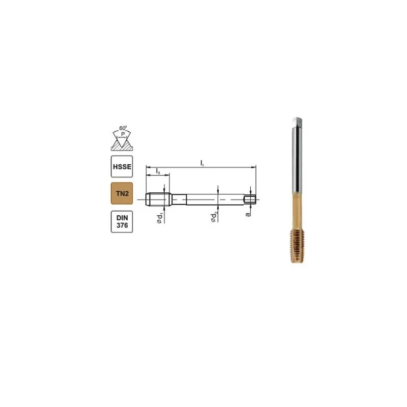 Machuelo M10 DIN-376B (6H) HSSE TN 800X - Machuelo de máquina helicoidal para agujeros pasantes