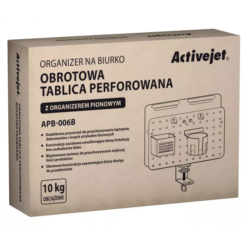 Organizador de escritorio giratorio perforado Activejet APB-006B con soporte vertical para documentos, negro