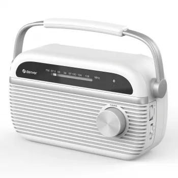 Denver TRB-67W DAB+ FM Radio reloj despertador blanco con doble alarma y funcionamiento con pilas