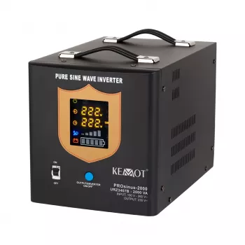 KEMOT PROsinus-2000 Inversor SAI de onda senoidal pura 12V a 230V 2000VA/1200W con función de carga - negro