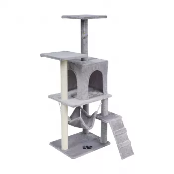 REBEL ANIMALS árbol rascador gris 50x40x125 cm con cueva y plataformas
