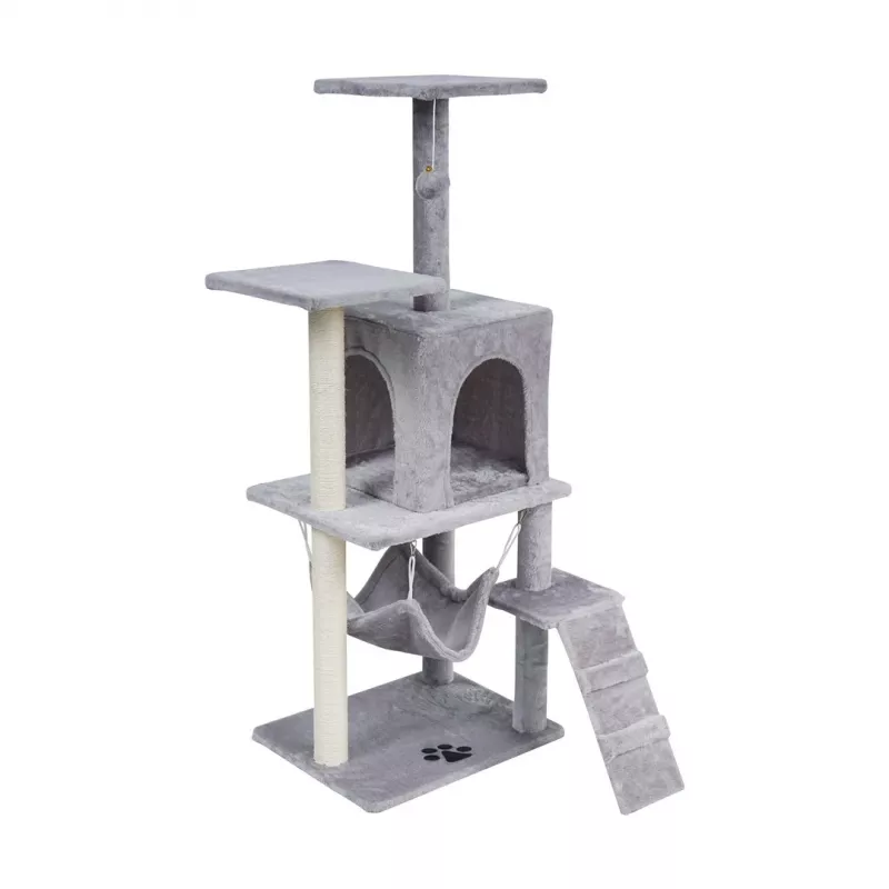 REBEL ANIMALS árbol rascador gris 50x40x125 cm con cueva y plataformas
