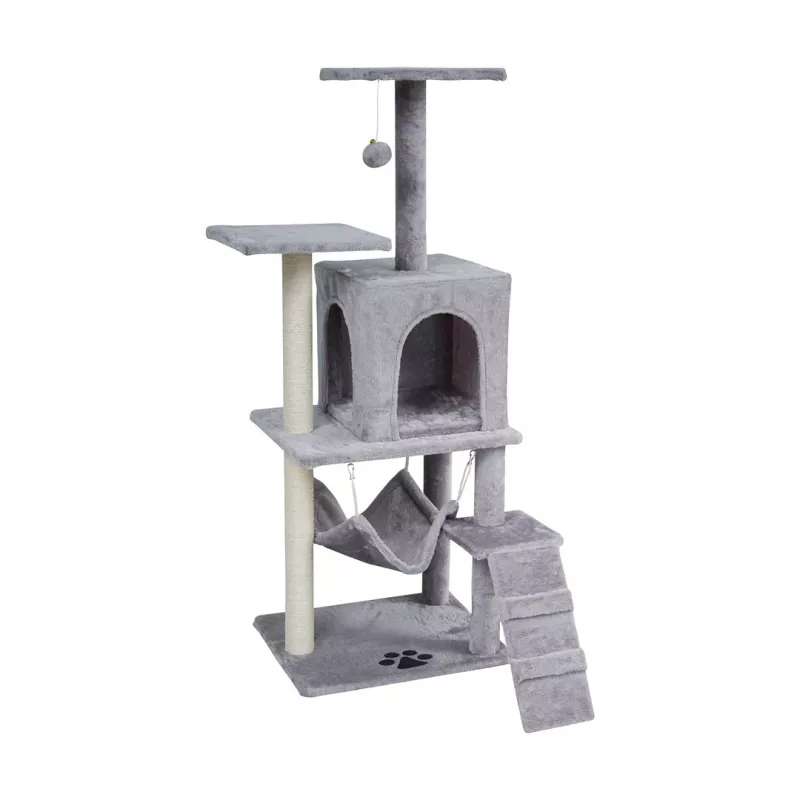 REBEL ANIMALS árbol rascador gris 50x40x125 cm con cueva y plataformas