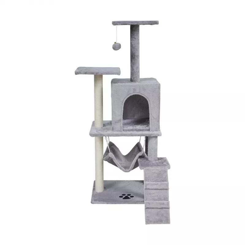 REBEL ANIMALS árbol rascador gris 50x40x125 cm con cueva y plataformas
