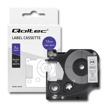 Cinta de etiquetas para Dymo D1 45013, 12mm x 7m, blanca con impresión negra