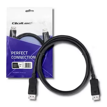 Cable DisplayPort 1.1 Qoltec, conector macho a conector macho, 4K, 2m, negro