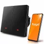 Interruptor de luz inteligente Wi-Fi de 2 canales Qoltec 52708 con temporizador, Tuya Smart Life, negro