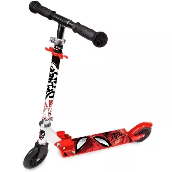 Disney Spider-Man Patinete de 2 ruedas para niños, plegable, manillar ajustable, rojo/azul