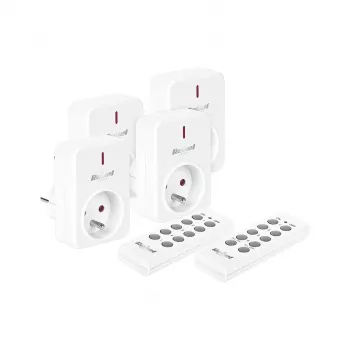 KEMOT URZ3471 set de enchufes con mando (4 enchufes + 2 mandos, 433,92 MHz, blanco)