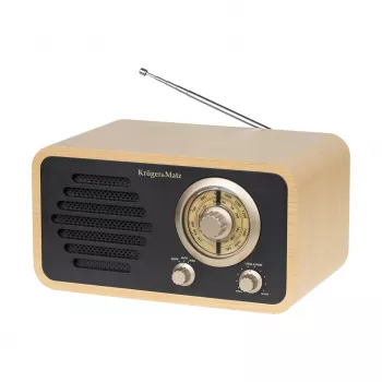 KRUGER & MATZ KM0828 radio AM/FM portátil con entrada AUX, antena telescópica, asa de transporte, negro
