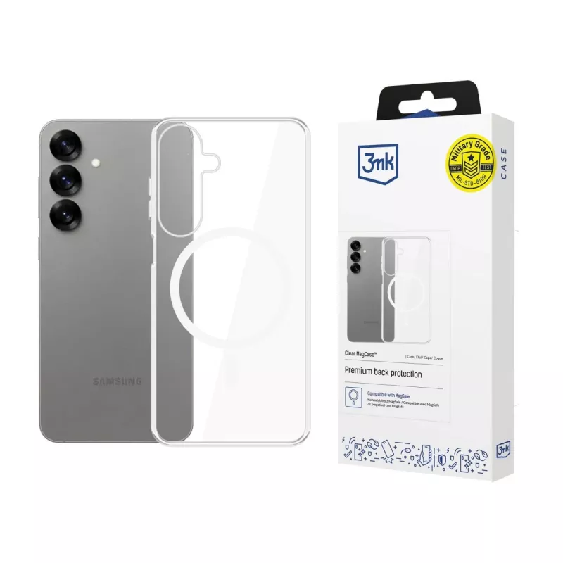 Funda transparente MagSafe 3mk Clear MagCase para Samsung Galaxy S25