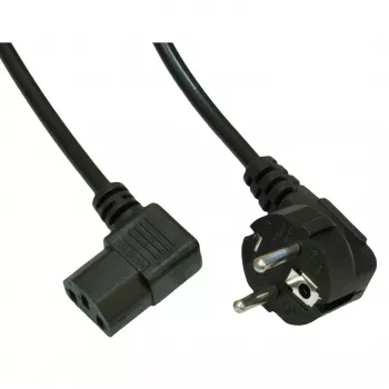 Cable de alimentación acodado Akyga AK-PC-02A, CEE 7/7 a IEC C13 90°, 1,5 m, negro