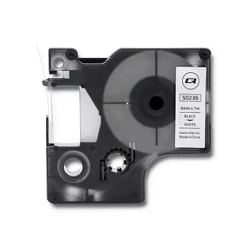 QOLTEC Cinta de etiquetas para DYMO D1 43613 6mm x 7m blanca con impresión negra