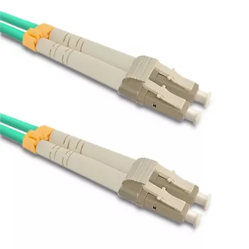 Qoltec Cable de conexión de fibra óptica LC/UPC a LC/UPC dúplex multimodo OM3, 5m Turquesa