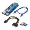 Qoltec Extensor Riser PCI-E ver. 007C USB 3.0 PCIe x1 a x16 con cable de 60cm, 4 condensadores sólidos, alimentación 6-Pin/SATA/Molex, indicador LED
