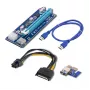 Qoltec Extensor Riser PCI-E ver. 007C USB 3.0 PCIe x1 a x16 con cable de 60cm, 4 condensadores sólidos, alimentación 6-Pin/SATA/Molex, indicador LED