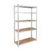 REBEL RB-1253 Estantería metálica 205x120x45 cm plata, 5 baldas, 875 kg de carga total
