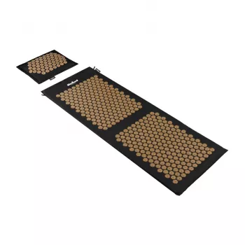 REBEL RBA-6013-GL ECO Esterilla de acupresión con almohada, 130x50 cm, XXL, púas doradas