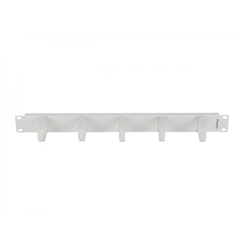 LANBERG Organizador de cables 19 pulgadas 1U con 5 soportes metálicos tipo B, gris